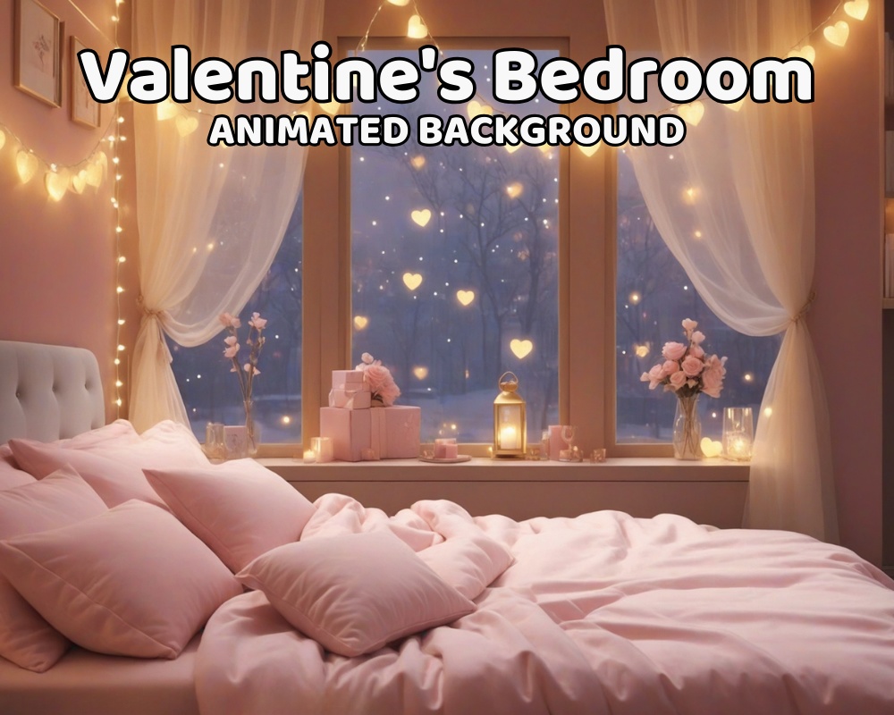Romantic ANIMATED VALENTINE BACKGROUND | Cozy Room for Vtuber, Valentine's Day, Pastel, Cute, Looped, Twitch | Instant Digital Download