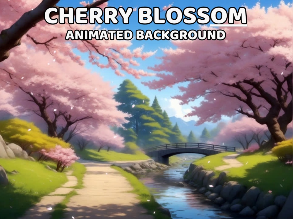 ANIMATED BACKGROUND | Cherry Blossom Park, Sakura Spring Garden, Kawaii Pink, Japan, Vtuber Background | Instant Digital Download