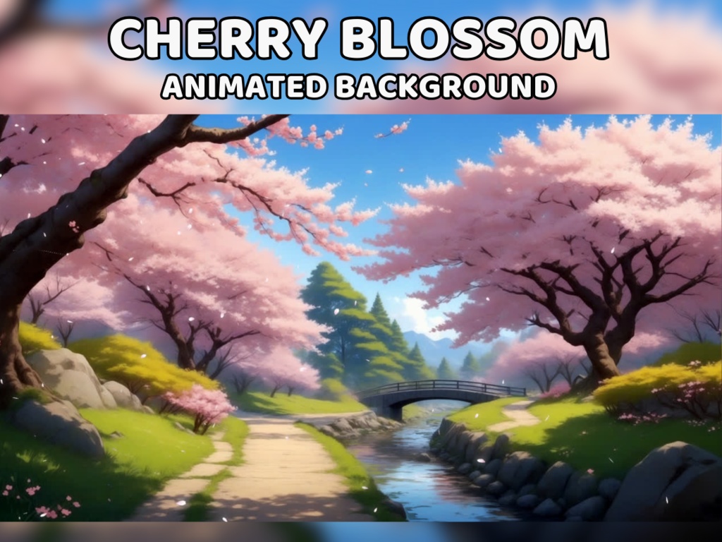 ANIMATED BACKGROUND | Cherry Blossom Park, Sakura Spring Garden, Kawaii Pink, Japan, Vtuber Background | Instant Digital Download