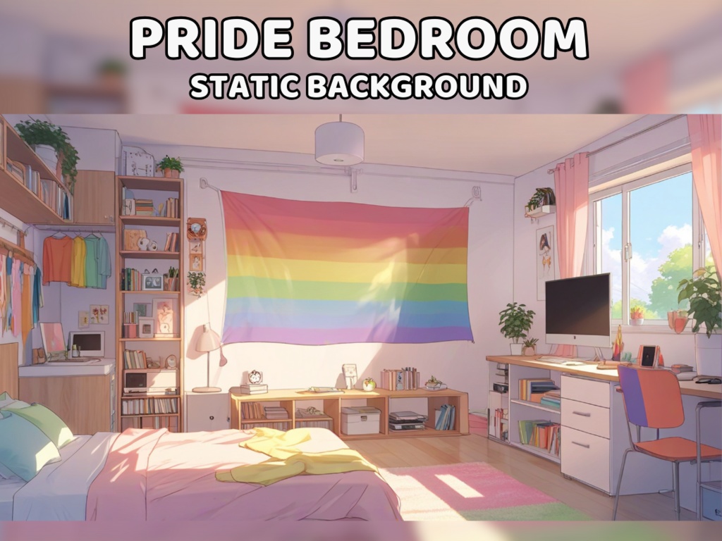 PRIDE ANIMATED BACKGROUND | Cute Pastel Bedroom Lgbt Cozy Ambience Safe Space Rainbow Pride Month Overlay | Instant Digital Download