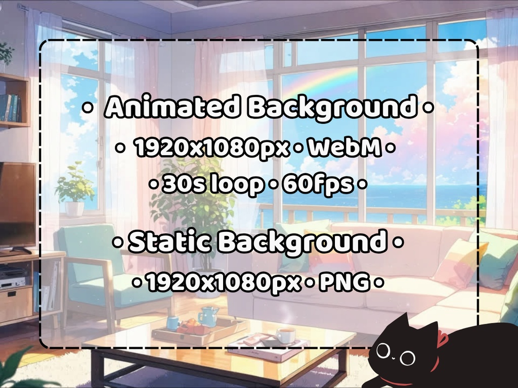 ANIMATED BACKGROUND | Sunny Living Room for Vtuber, Colorful Cute Pastel Soft Spring Summer Ambience Seamless Loop Stream Background