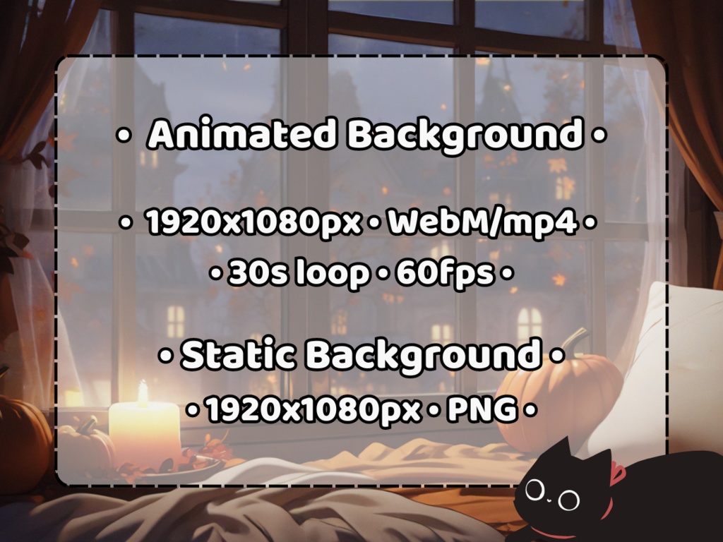 ANIMATED BACKGROUND Cozy Autumn | Halloween Warm Fall Pumpkin Ambiance Lofi Falling Leaves Seamless Loop Vtuber Stream Background