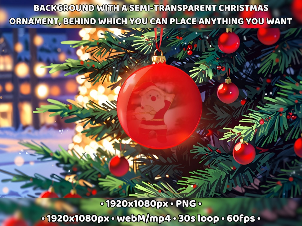 ANIMATED Stream Screens CHRISTMAS Semi-transparent Christmas ornament Xmas Holiday Winter Ornament Ball Vtuber Background Starting Soon Brb