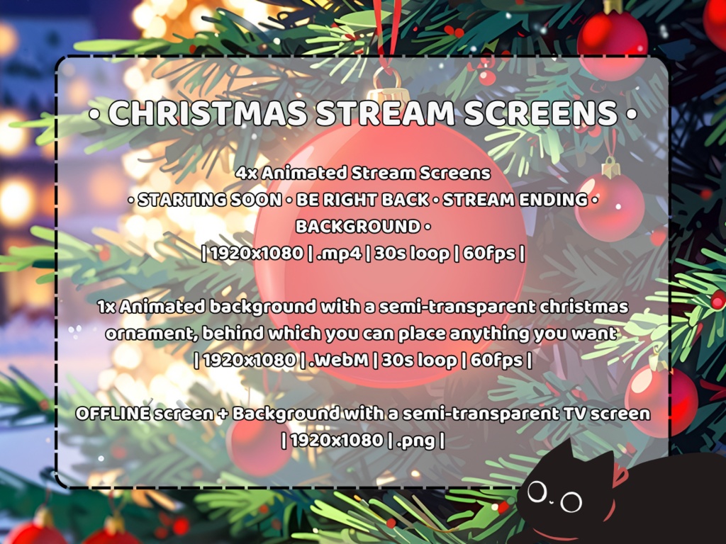 ANIMATED Stream Screens CHRISTMAS Semi-transparent Christmas ornament Xmas Holiday Winter Ornament Ball Vtuber Background Starting Soon Brb