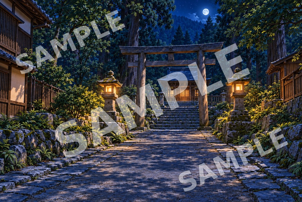 灯りの宿場町|和風の昼夜背景素材集