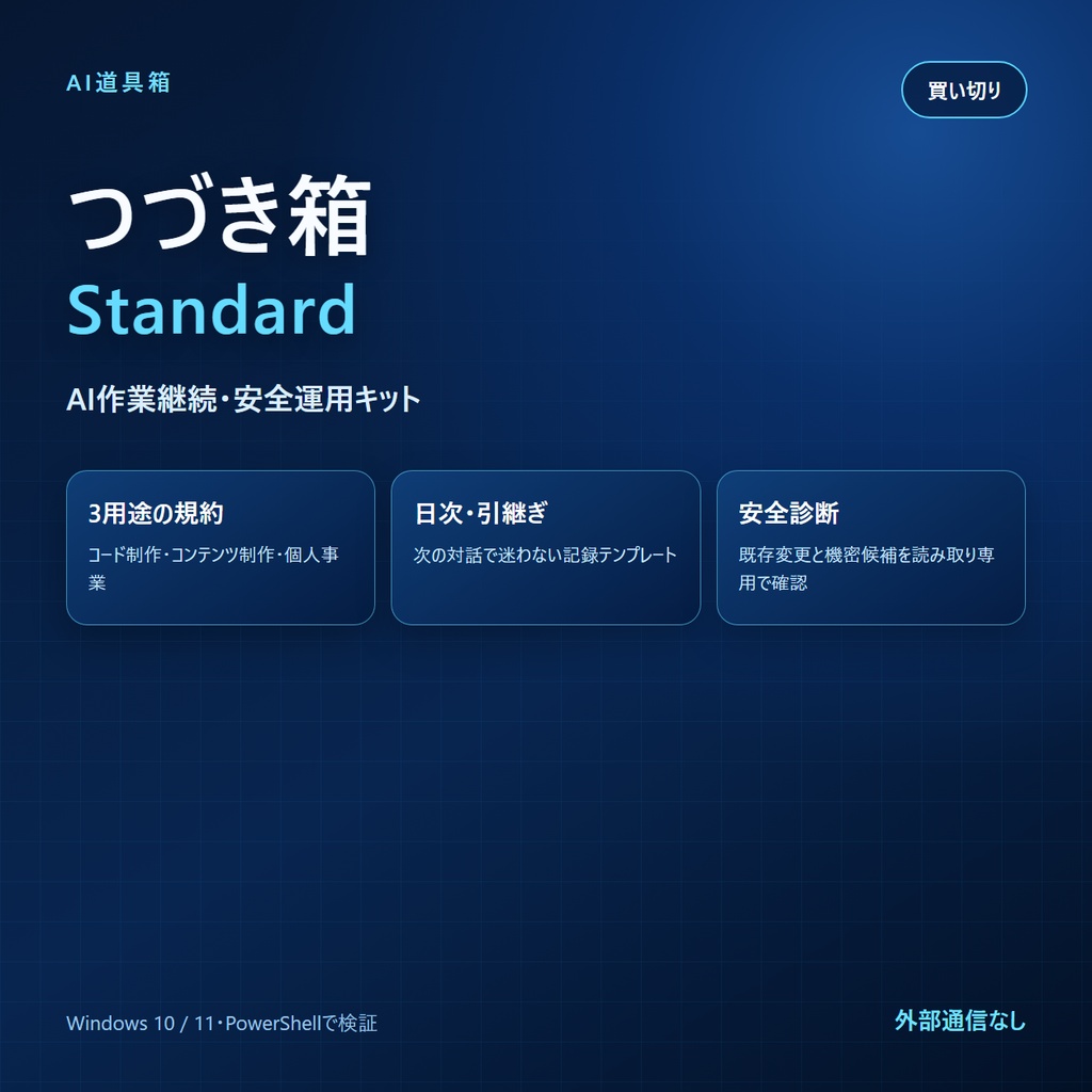 つづき箱 Standard｜AI作業継続・安全運用キット