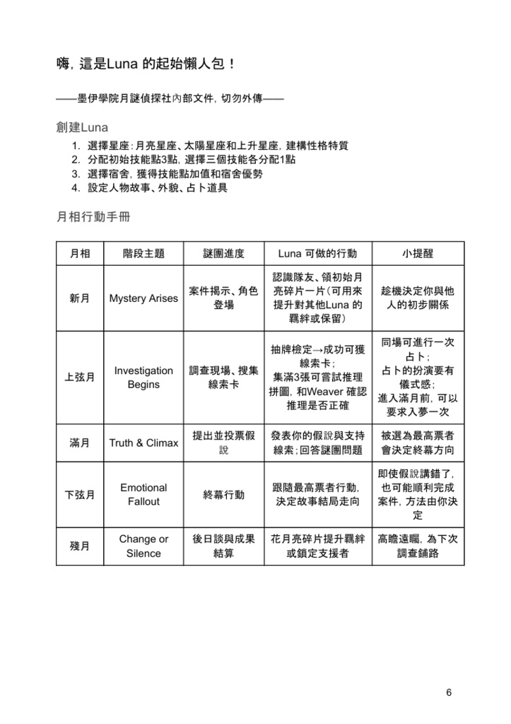 《LunaMyst 月謎事件簿》 TRPG System - Core Rulebook (FREE PDF)