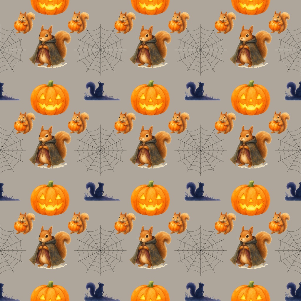 【4柄セット】ハロウィンりす柄 デジタルペーパー シームレスパターン素材
