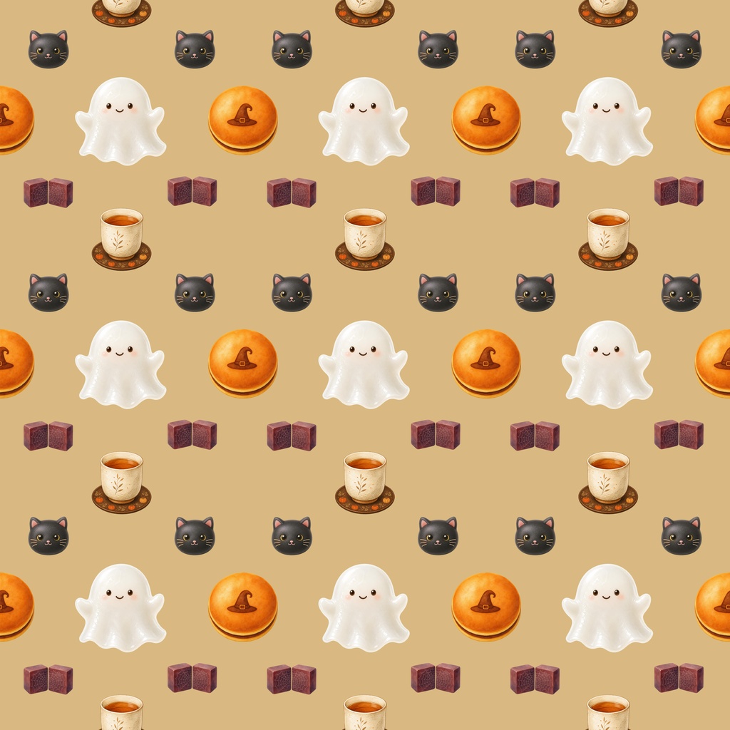 ハロウィン柄シームレスパターン 和菓子 5柄セット デジタルペーパー