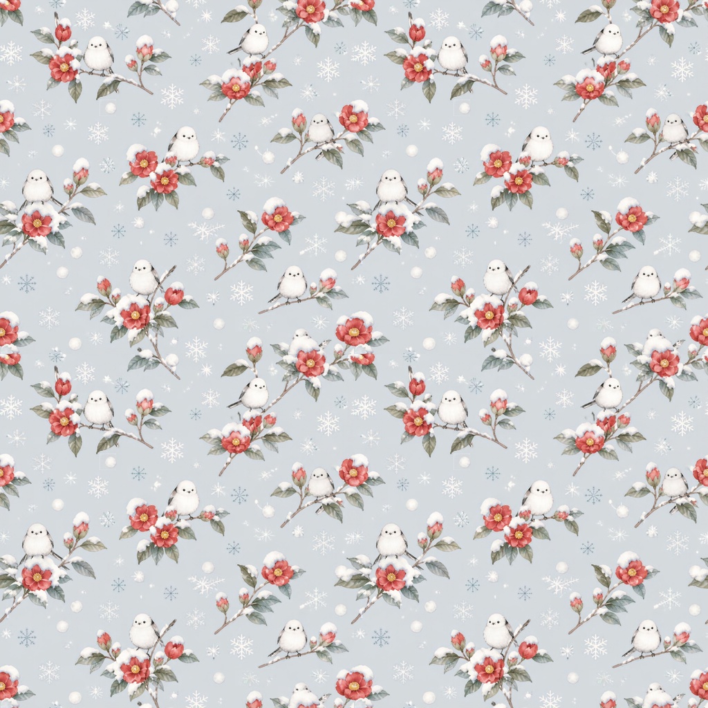 冬の花柄シームレスパターン 和風フラワー 8柄セット デジタルペーパー