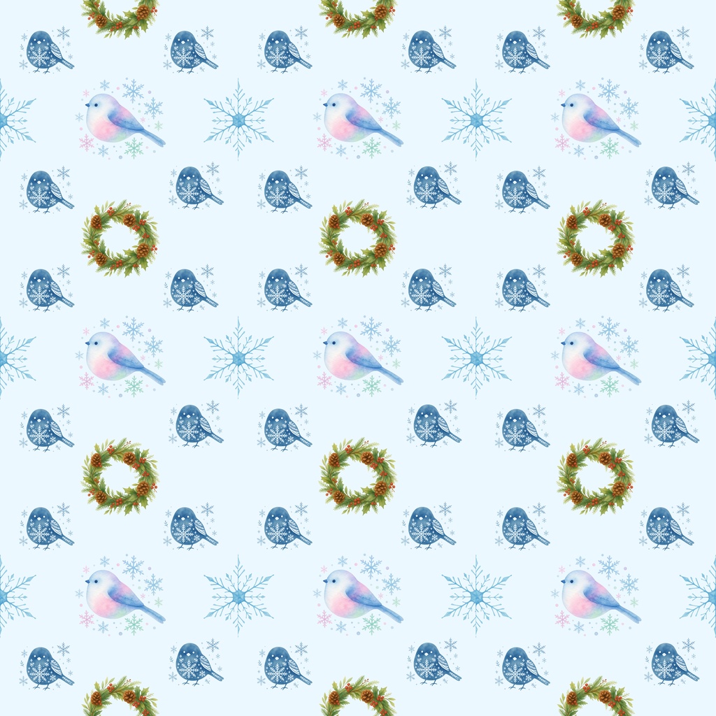 クリスマス柄シームレスパターン シマエナガ 4柄セット デジタルペーパー