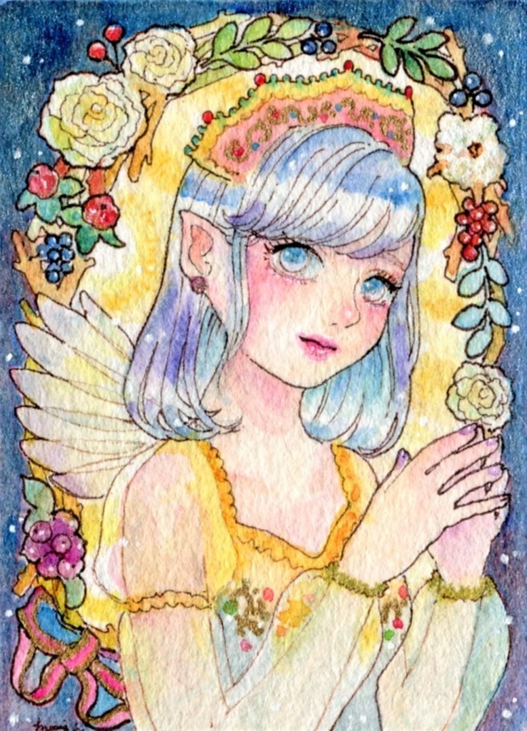 2207【創作】ATC原画_ヨーロッパコマドリ