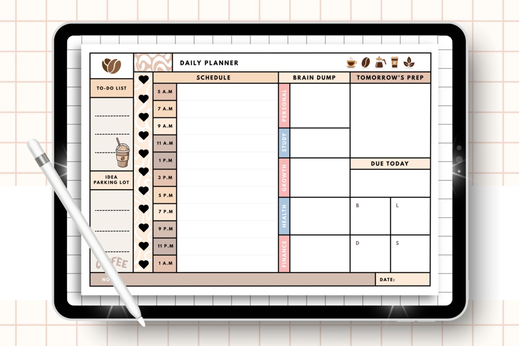 カフェ風デジタル手帳(68ページ)|スケジュール管理・習慣記録・目標達成