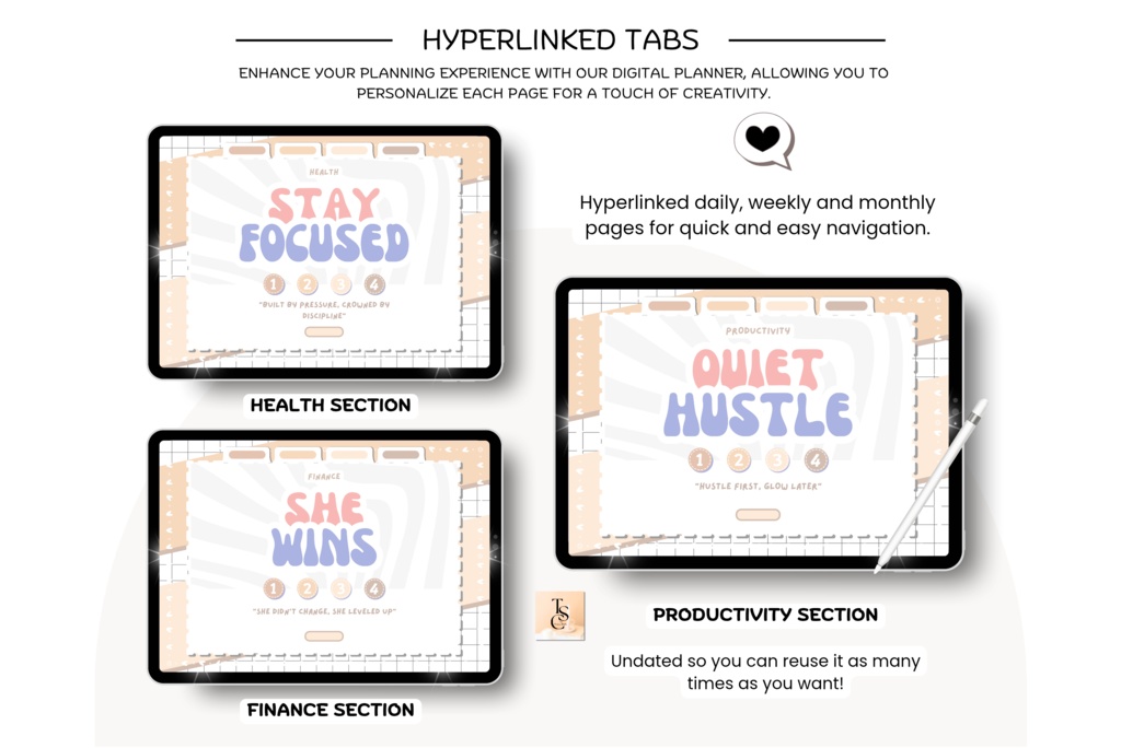 カフェ風コーヒーラテデジタル手帳(68ページ)|スケジュール管理・日記・目標設定