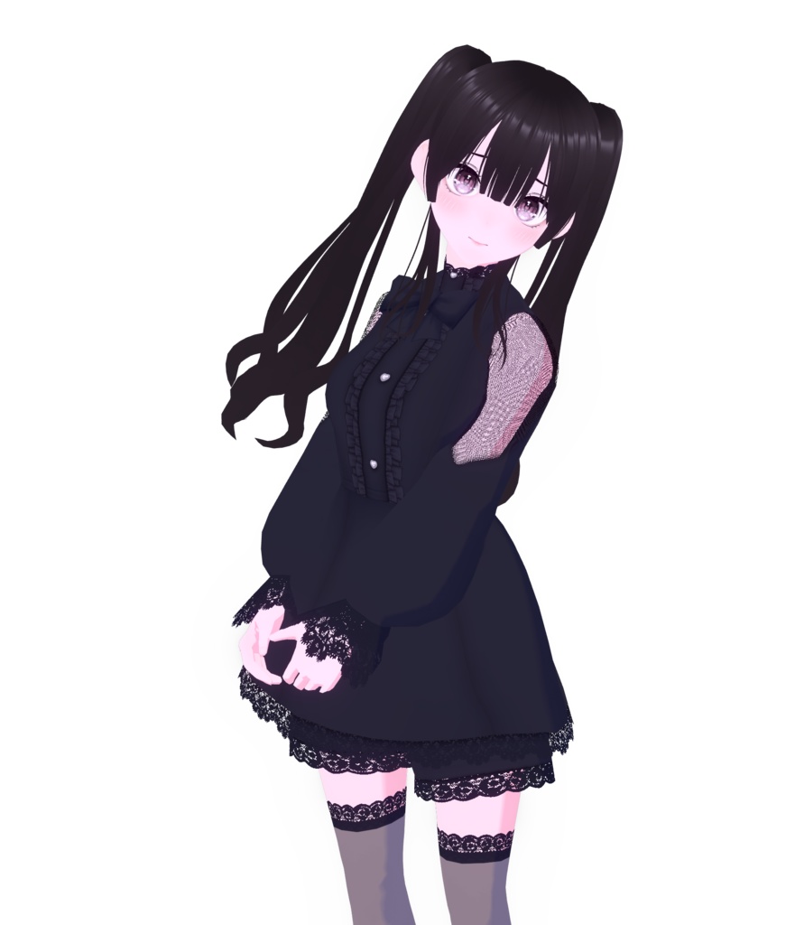 「VROID」 Jirai Kei Black Dress || 地雷系黒いドレス Outfit Set