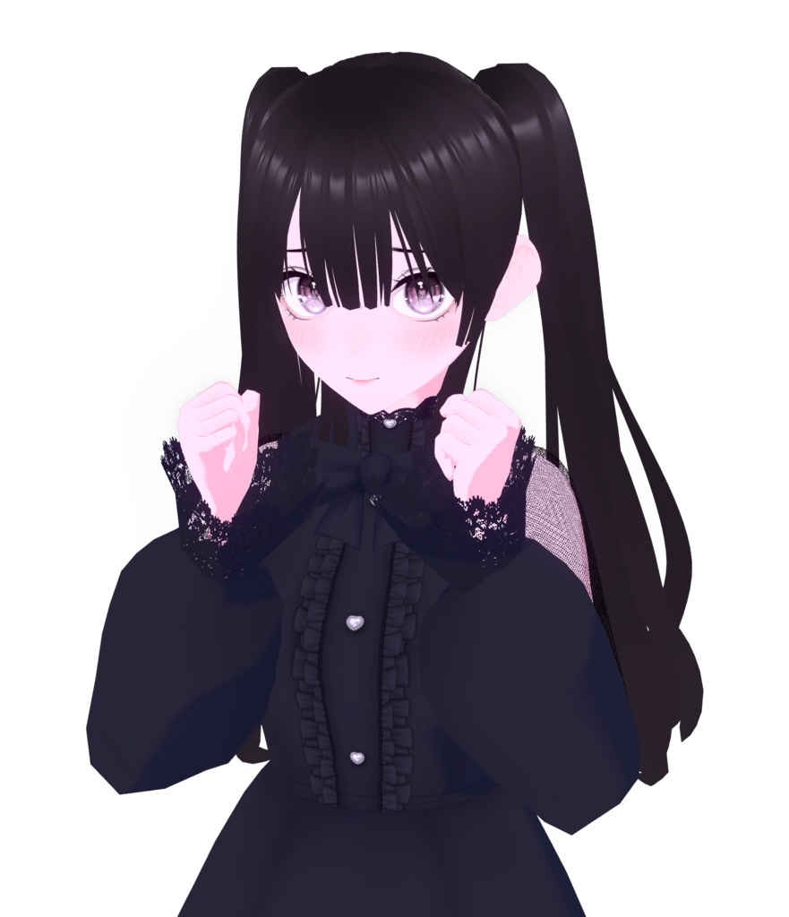 「VROID」 Jirai Kei Black Dress || 地雷系黒いドレス Outfit Set