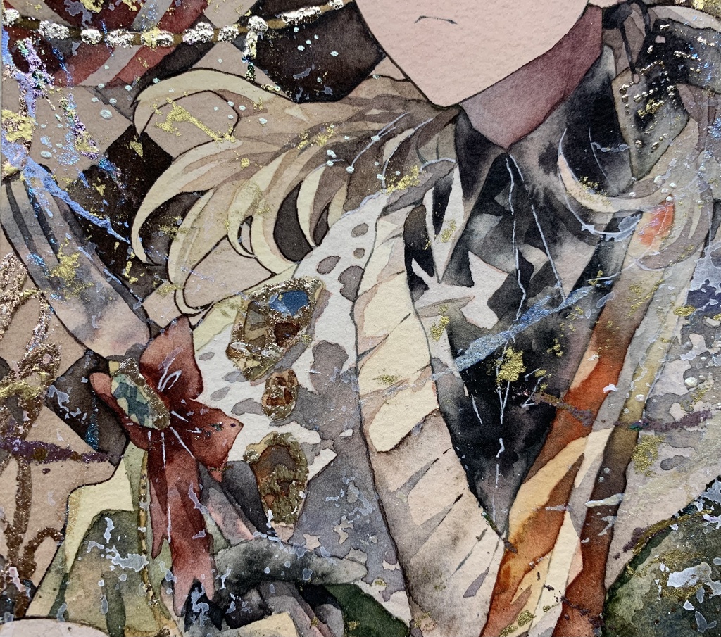 手描きイラスト オリジナル 「毒舌審査員」 原画 男の子 青年 創作 変形サイズ 透明水彩