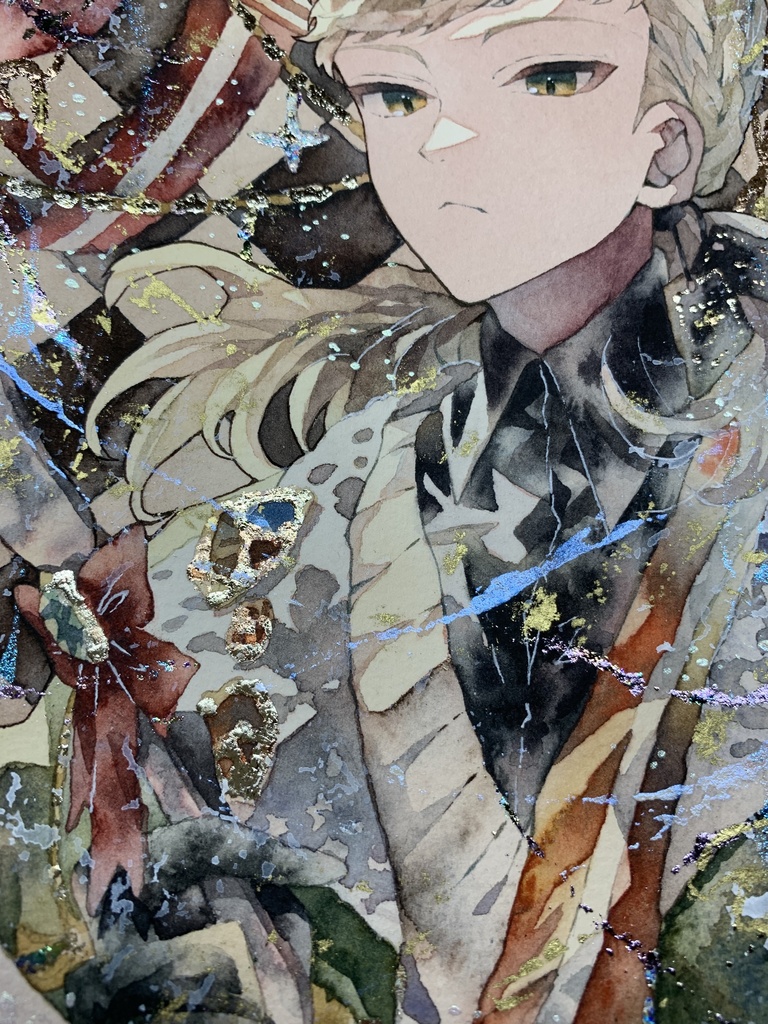 手描きイラスト オリジナル 「毒舌審査員」 原画 男の子 青年 創作 変形サイズ 透明水彩