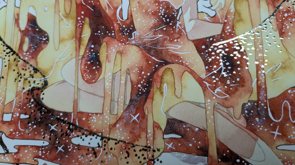 手描きイラスト オリジナル 「魔法のスカート」 原画 創作 女の子 変形サイズ 透明水彩