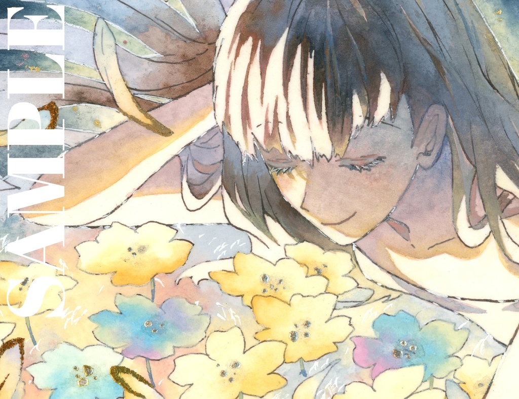 手描きイラスト オリジナル 「独り占め」 原画 創作 女の子 1/4色紙サイズ 不透明水彩