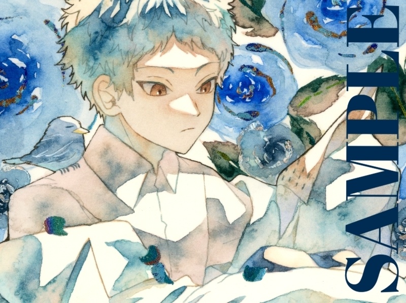 手描きイラスト オリジナル 「青薔薇博士の研究日和」 原画 創作 男の子 変形サイズ 透明水彩