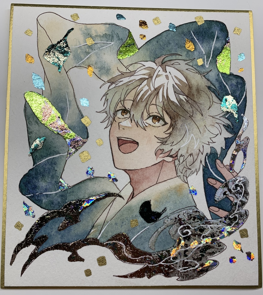 手描きイラスト オリジナル 「風来坊」 原画 創作 男の子 青年 1/4色紙サイズ 透明水彩