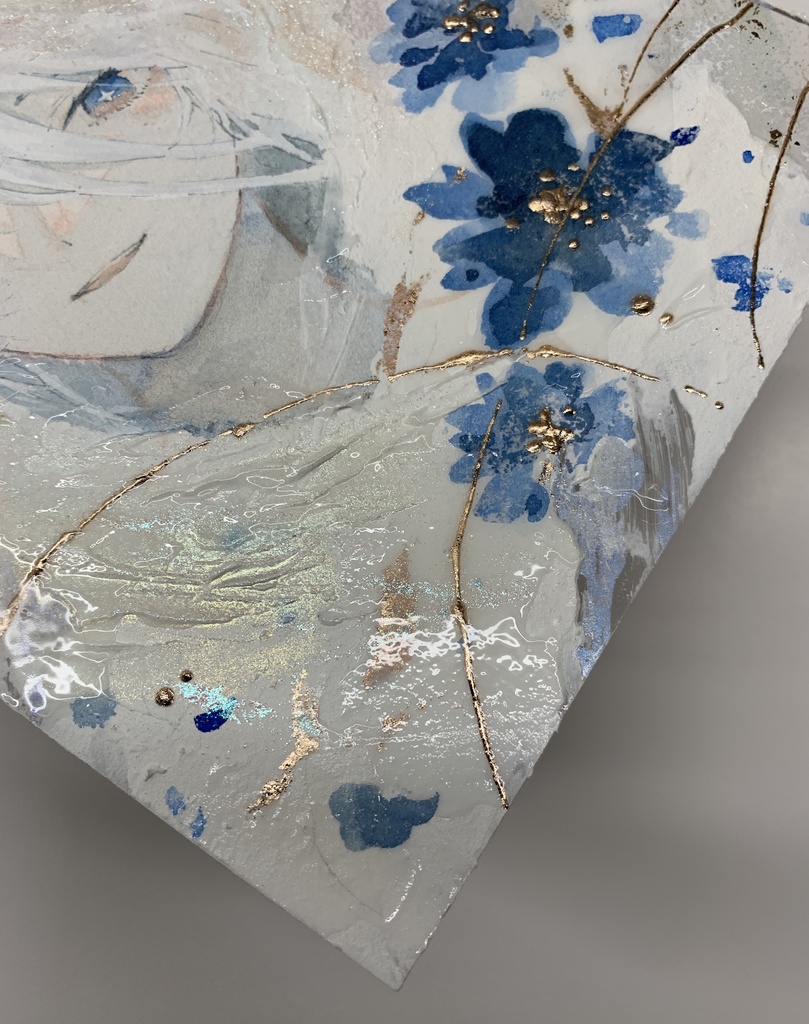 オリジナル 手描きイラスト 女の子 「光に満ちて」 アクリル板 A5サイズ 透明水彩