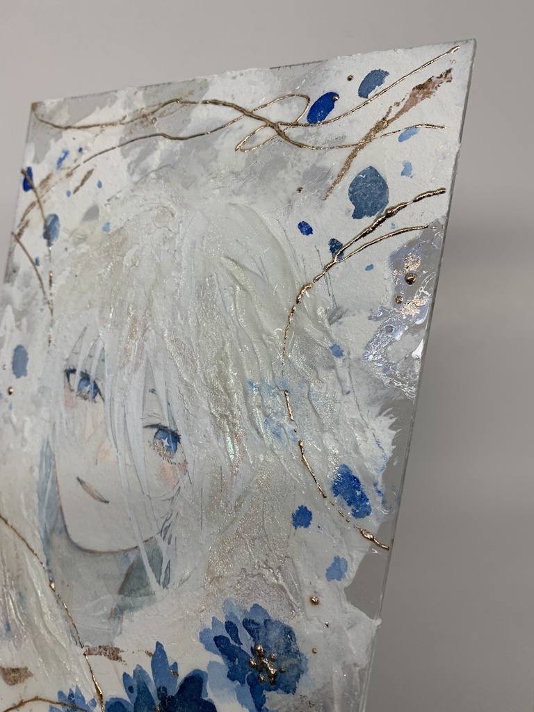 オリジナル 手描きイラスト 女の子 「光に満ちて」 アクリル板 A5サイズ 透明水彩