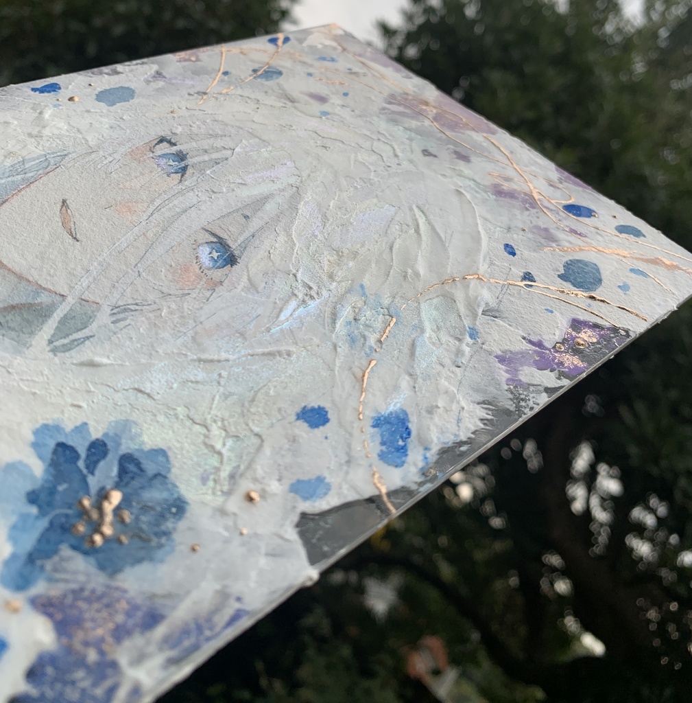 オリジナル 手描きイラスト 女の子 「光に満ちて」 アクリル板 A5サイズ 透明水彩