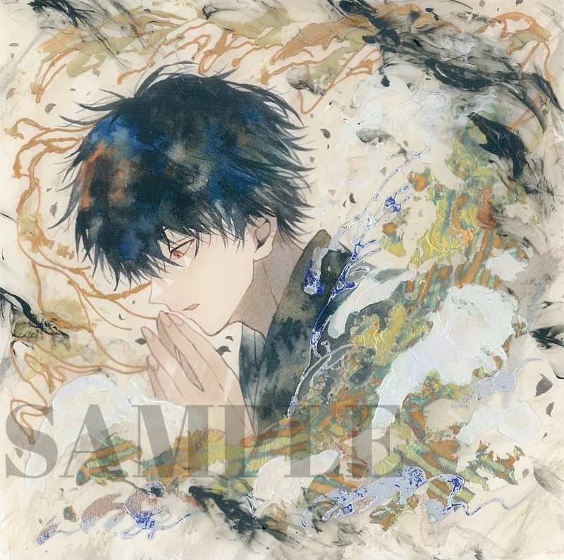 オリジナル　手描きイラスト　男の子　青年　「追い風を受けて」 正方形サイズ　透明水彩