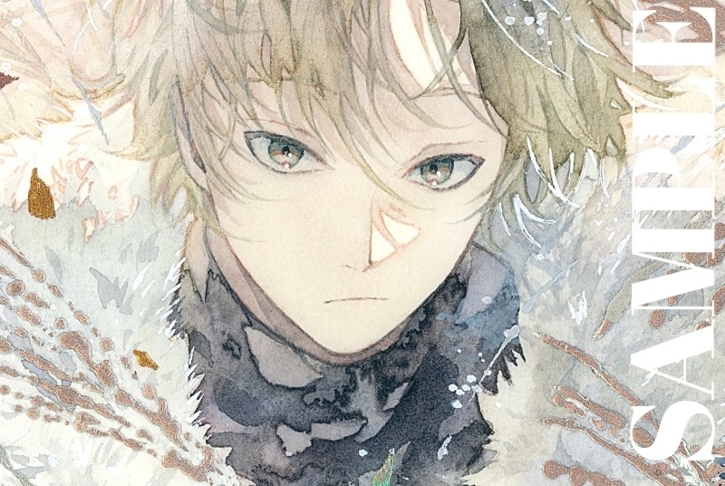 オリジナル 手描きイラスト 男の子 青年 「黄金色に輝いて」 正方形サイズ 透明水彩