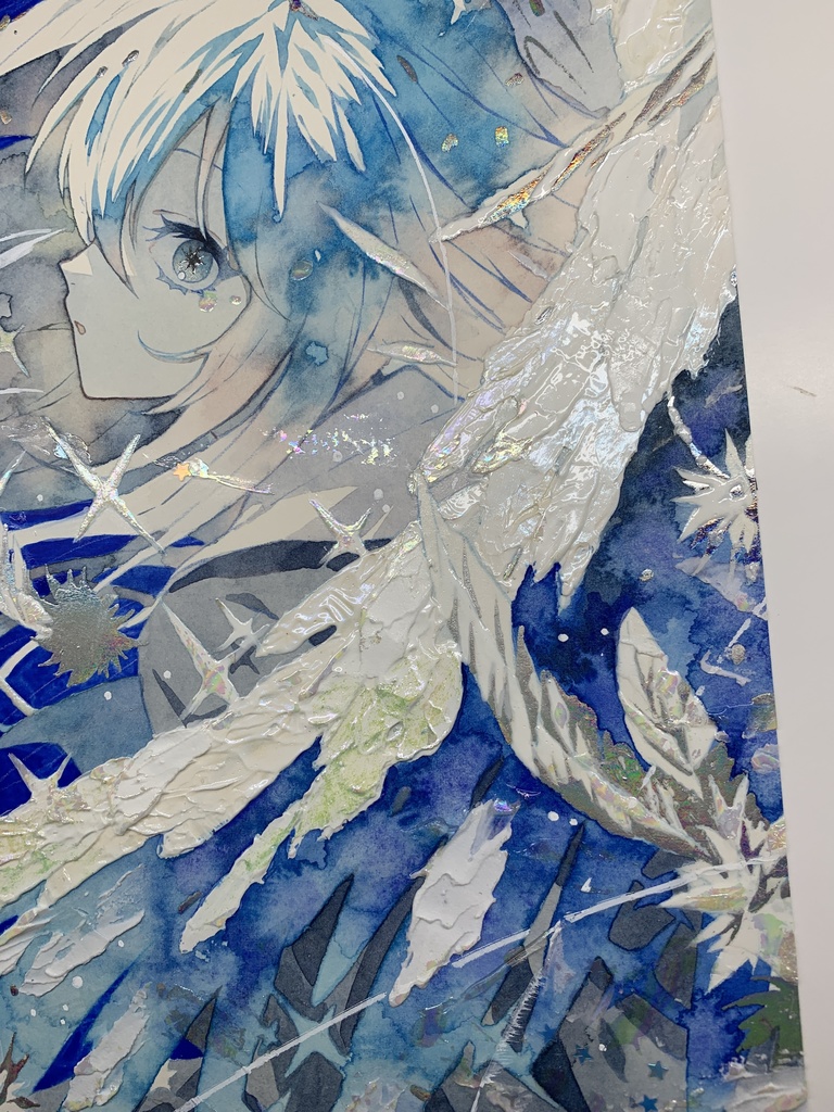 オリジナル 手描きイラスト 女の子 「天使になった日」 透明水彩