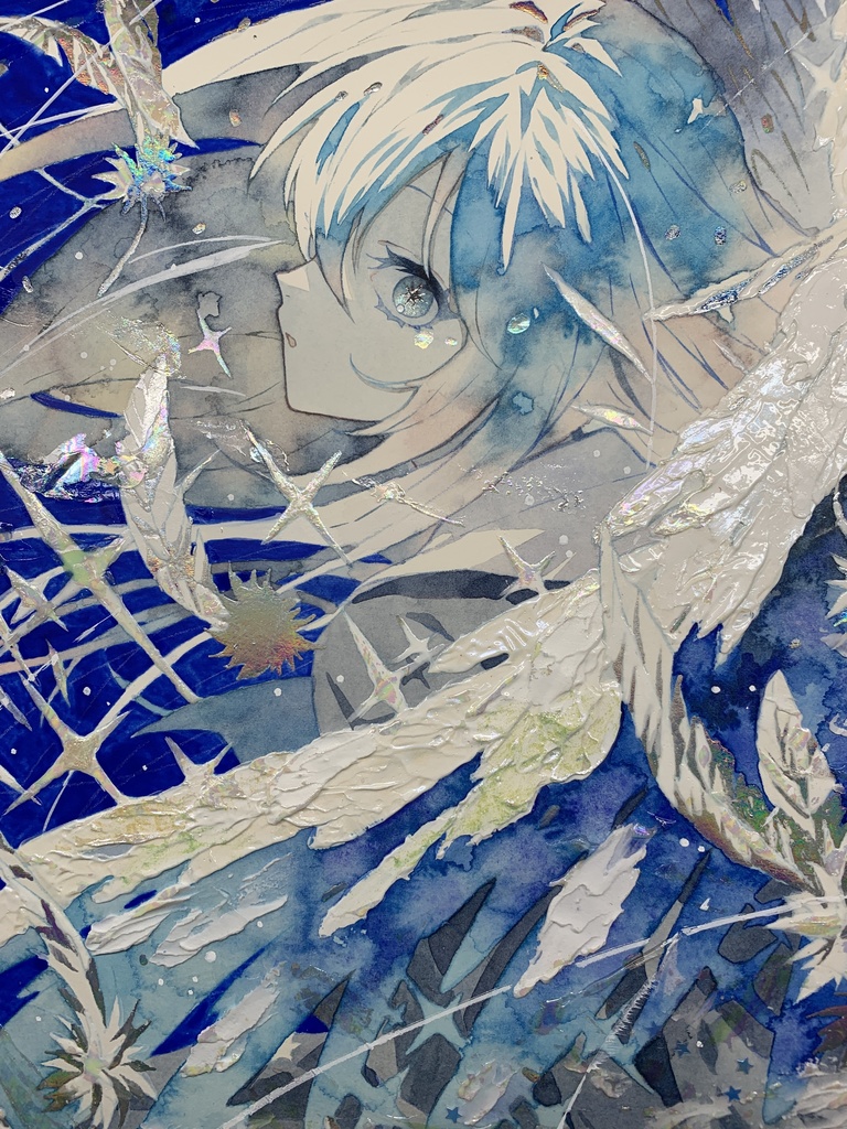 オリジナル 手描きイラスト 女の子 「天使になった日」 透明水彩