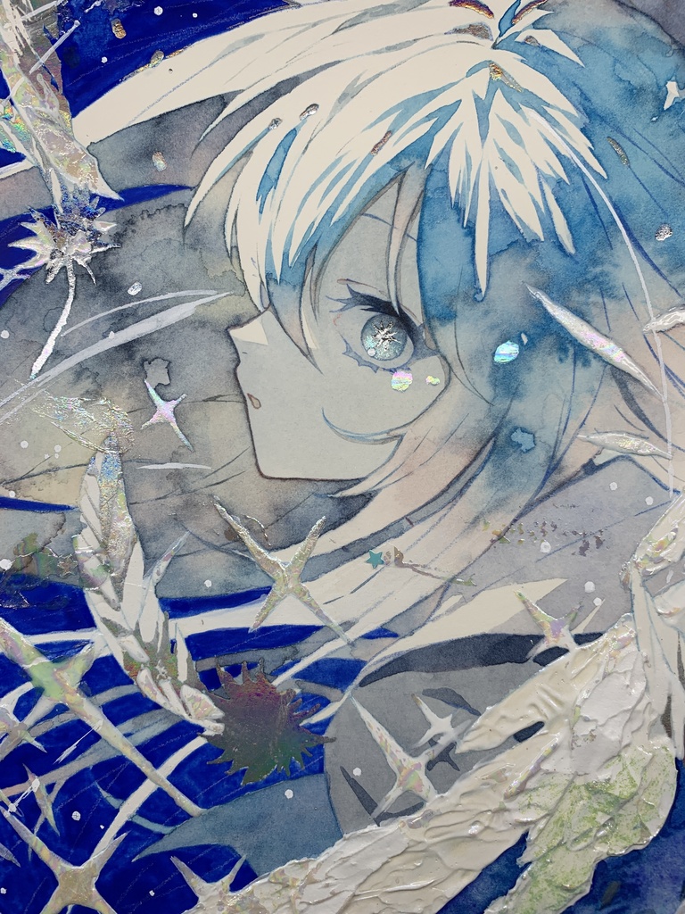 オリジナル 手描きイラスト 女の子 「天使になった日」 透明水彩