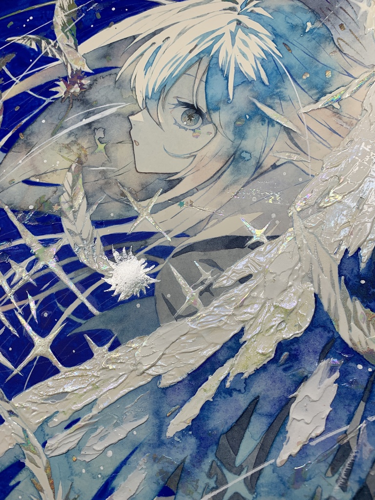 オリジナル 手描きイラスト 女の子 「天使になった日」 透明水彩