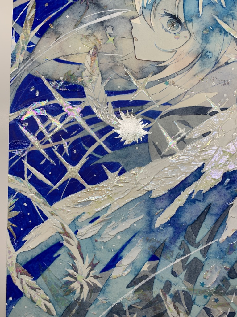 オリジナル 手描きイラスト 女の子 「天使になった日」 透明水彩