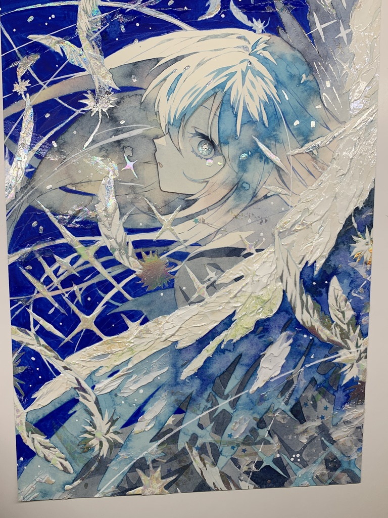 オリジナル 手描きイラスト 女の子 「天使になった日」 透明水彩