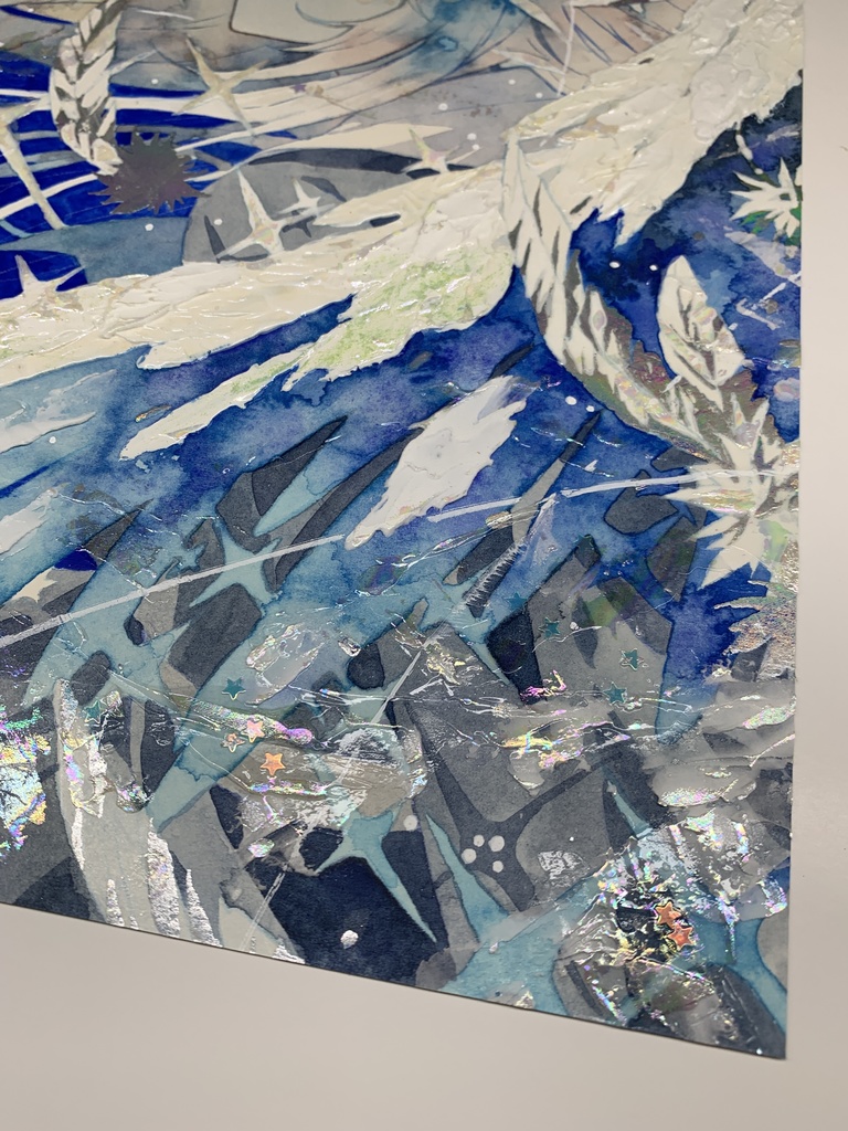 オリジナル 手描きイラスト 女の子 「天使になった日」 透明水彩