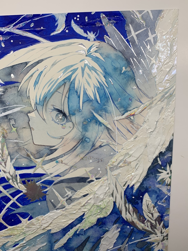 オリジナル 手描きイラスト 女の子 「天使になった日」 透明水彩