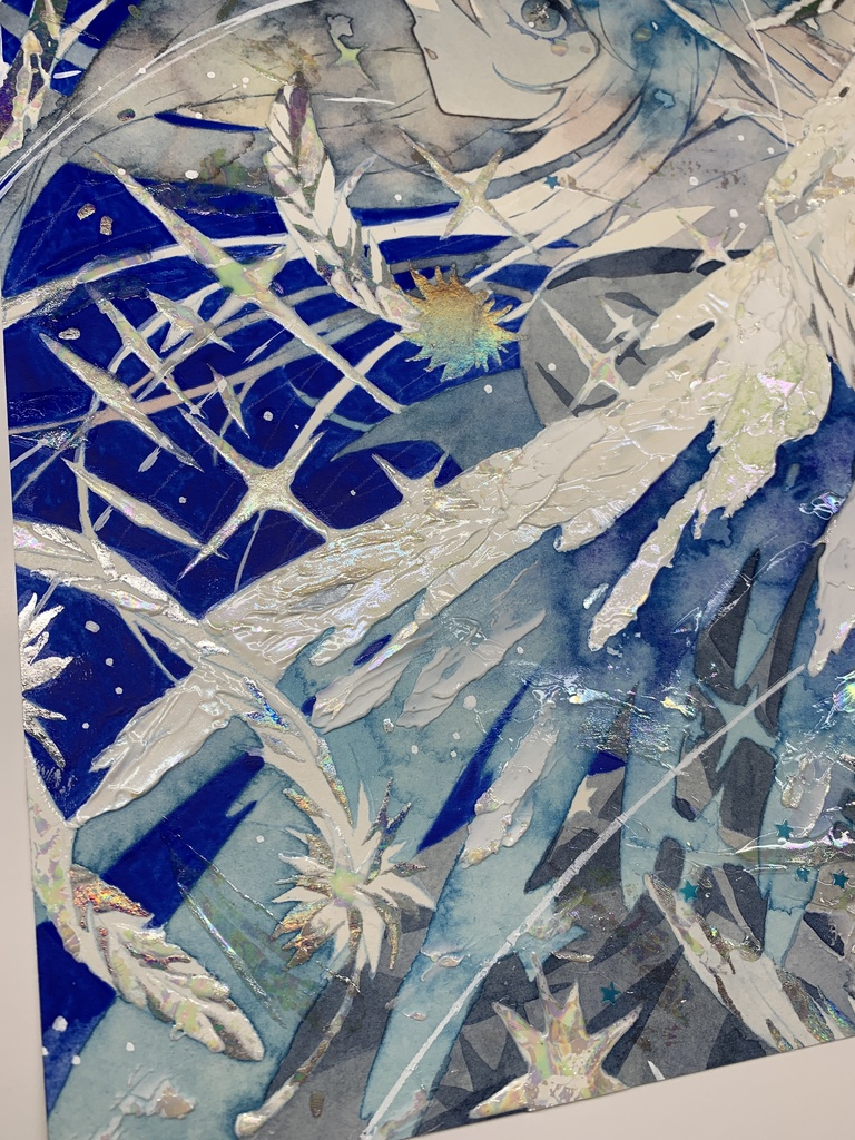 オリジナル 手描きイラスト 女の子 「天使になった日」 透明水彩