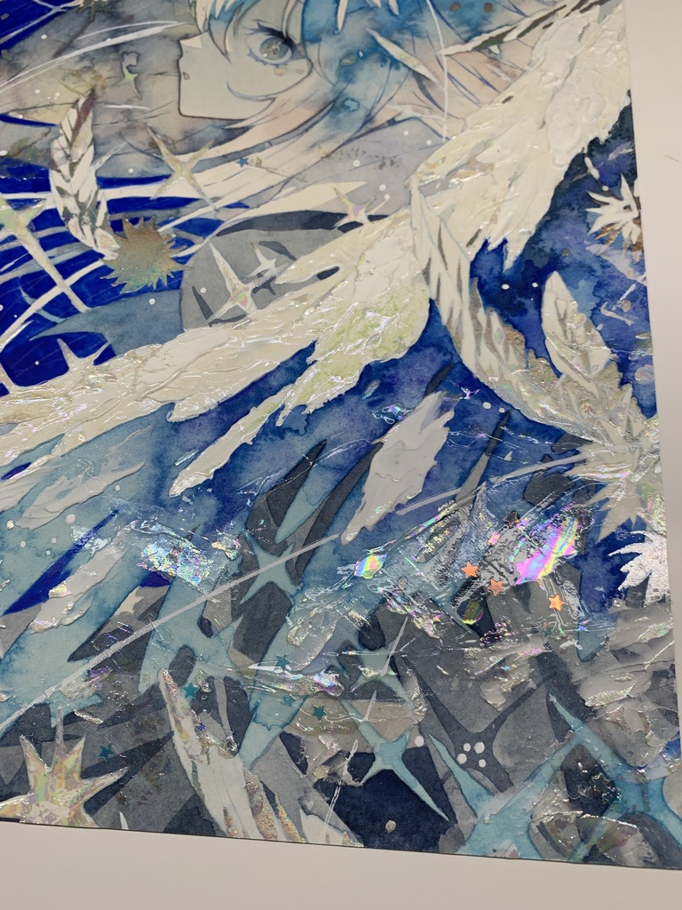 オリジナル 手描きイラスト 女の子 「天使になった日」 透明水彩