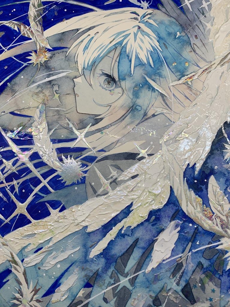 オリジナル 手描きイラスト 女の子 「天使になった日」 透明水彩