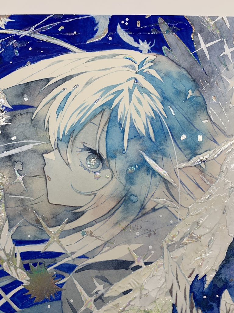 オリジナル 手描きイラスト 女の子 「天使になった日」 透明水彩