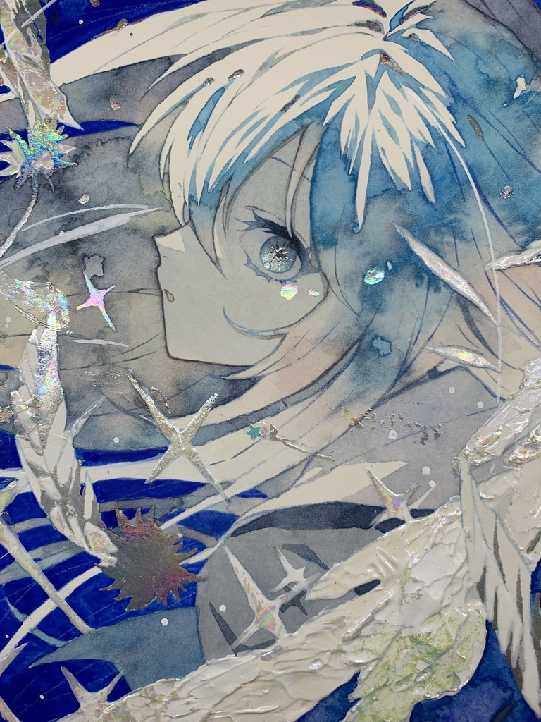 オリジナル 手描きイラスト 女の子 「天使になった日」 透明水彩