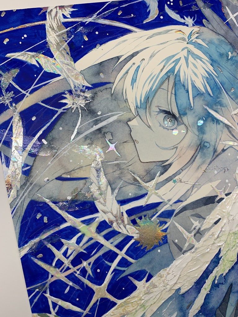 オリジナル 手描きイラスト 女の子 「天使になった日」 透明水彩