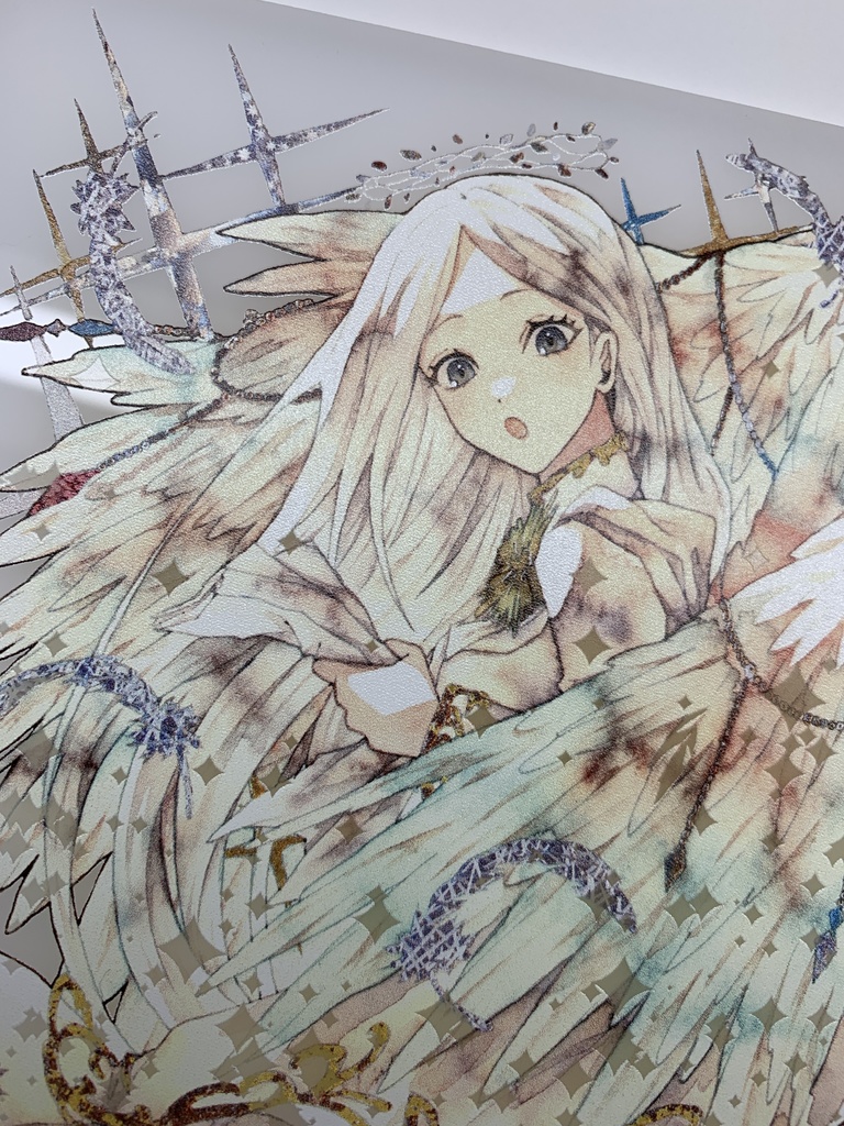 手描きイラスト オリジナル グッズ アクリル色紙 「見習い天使の昼休み」