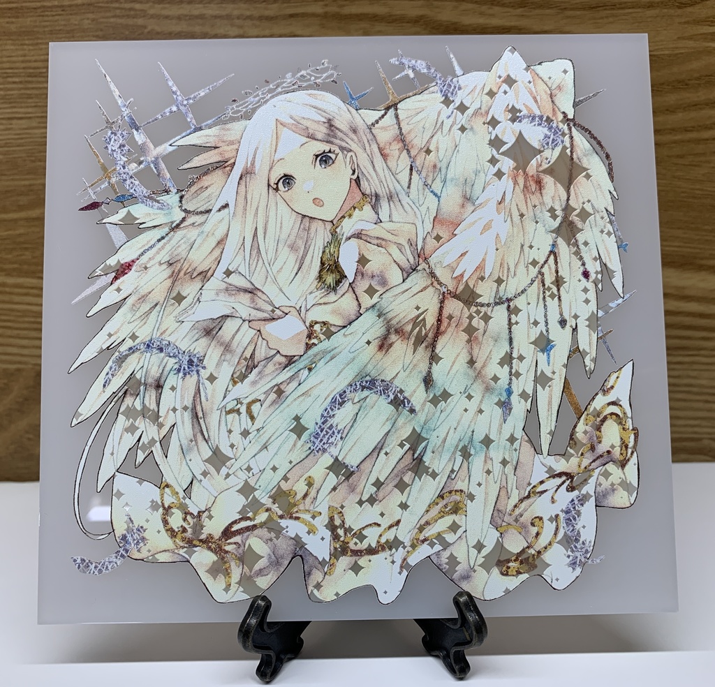 手描きイラスト オリジナル  グッズ　アクリル色紙　「見習い天使の昼休み」