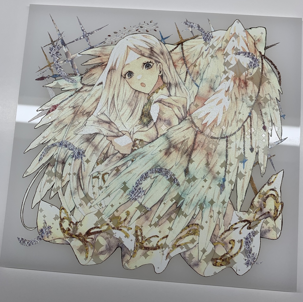 手描きイラスト オリジナル グッズ アクリル色紙 「見習い天使の昼休み」