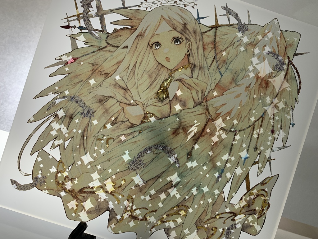 手描きイラスト オリジナル グッズ アクリル色紙 「見習い天使の昼休み」