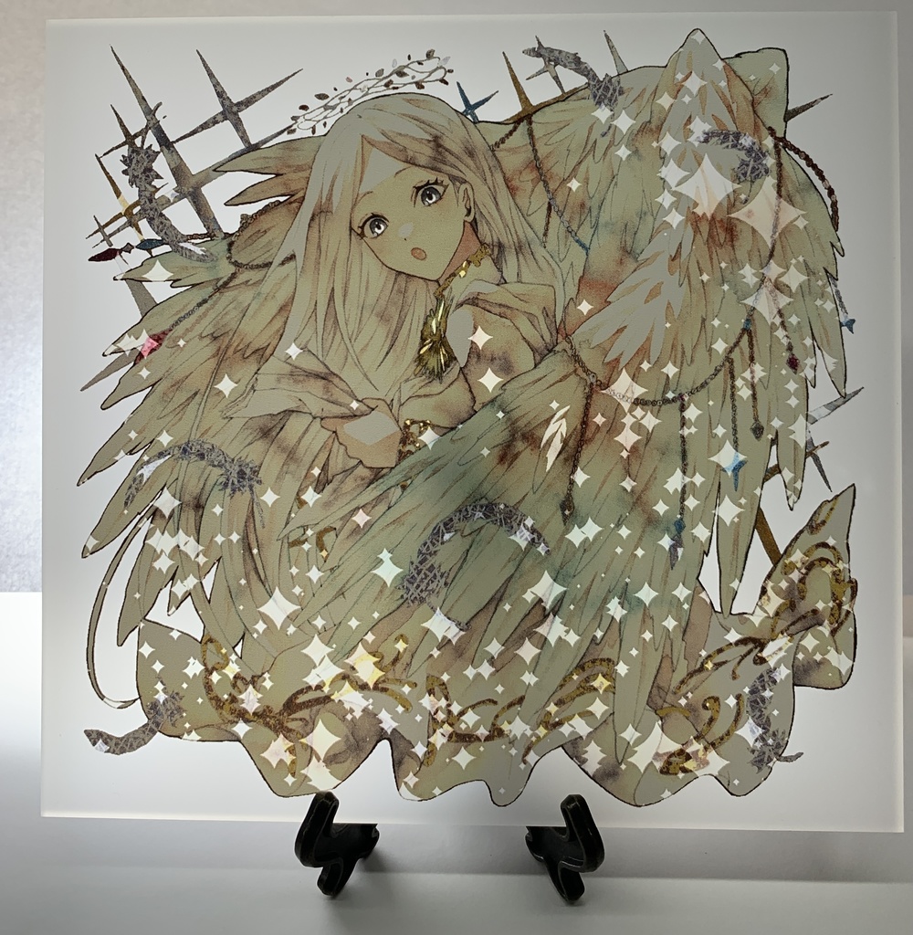 手描きイラスト オリジナル グッズ アクリル色紙 「見習い天使の昼休み」